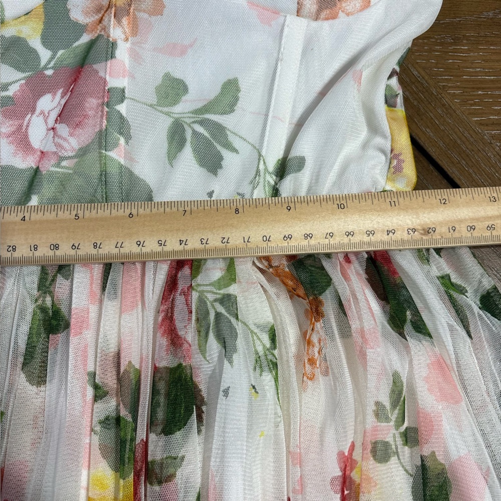 LACE & BEADS
Corset Tulle Midi Dress In Soft Floral-multi Size 8 - Picture 7 of 9